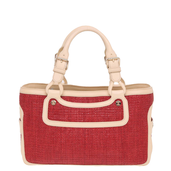 CELINE Boogie bag Hand Bag Straw Red Auth yk13094 - Picture 3 of 16